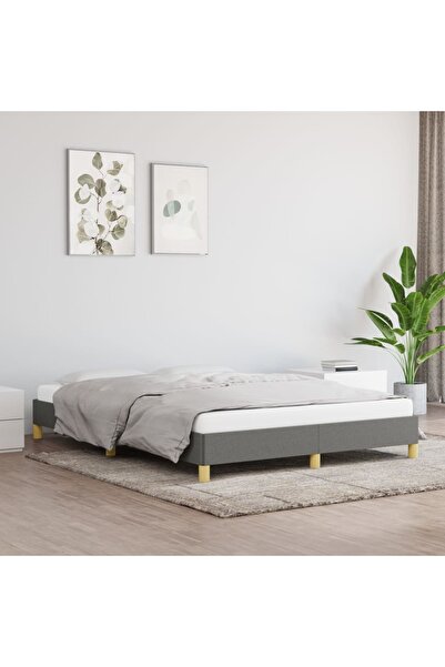 Concept Cadru de pat, gri închis, 140x190 cm, material textil