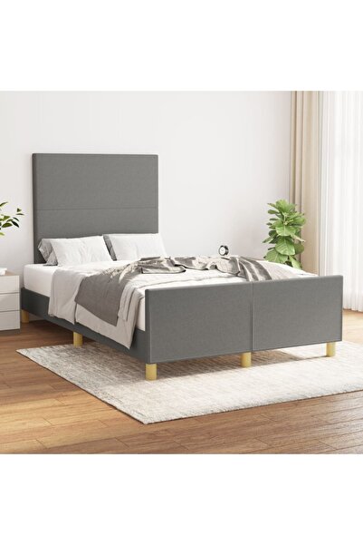 Concept Σκελετός κρεβατιού με κεφαλάρι, σκούρο γκρι, 120x200 cm, ύφασμα