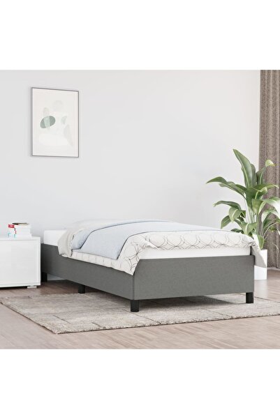 Concept Cadru de pat, gri închis, 100 x 200 cm, material textil