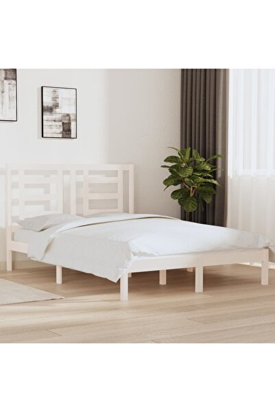 Concept Cadru de pat, alb, 140x190 cm, lemn masiv de pin