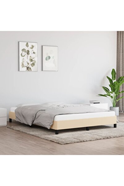 Concept Cadru de pat, crem, 140x190 cm, material textil