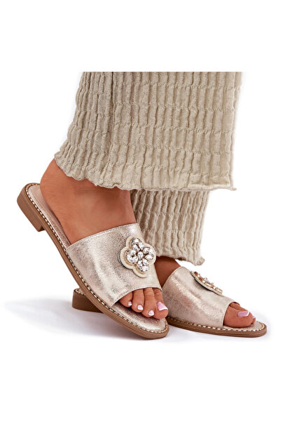 S.BARSKI Sandale plate de damă cu detalii decorative KV51-087 Auriu 41