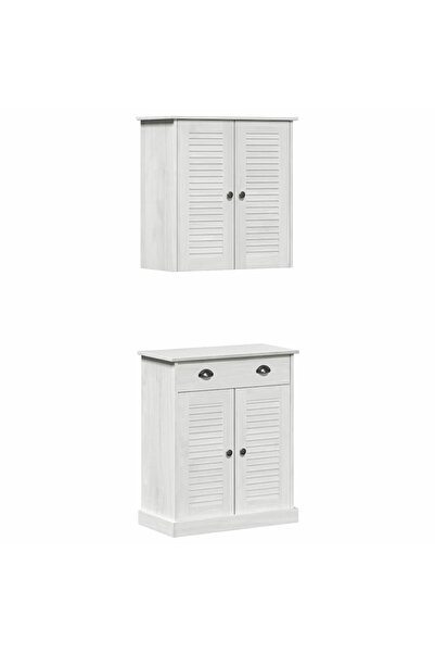 vidaxl Set de mobilier pentru baie cu raft VIGO 2 pcs Alb și Alb Antic