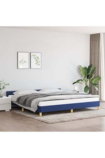 Concept Cadru de pat cu tăblie, albastru, 200x200 cm, textil