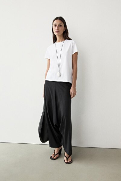 Massimo Dutti Kısa kollu %100 pamuklu triko t-shirt