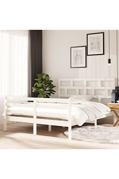 Concept Σκελετός κρεβατιού 1,5 μέτρων Μεγάλο μέγεθος , Λευκό, 150x200 εκ., Μα...