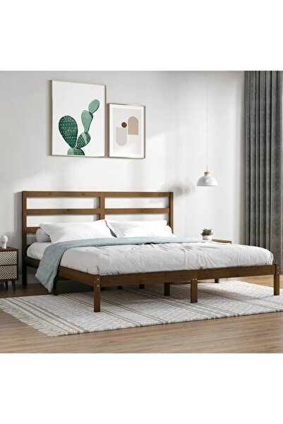 Concept Cadru de pat, maro miere, 200x200 cm, lemn masiv de pin