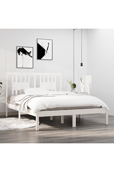 Concept Cadru de pat dublu 4FT6, alb, 135x190 cm, lemn masiv