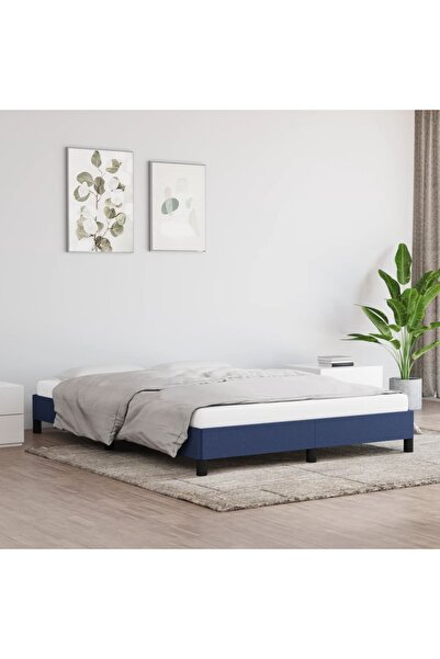 Concept Cadru de pat, albastru, 140x190 cm, material textil