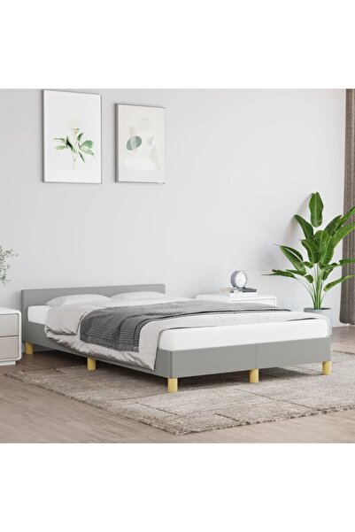 Concept Cadru de pat cu tăblie, gri deschis, 120x200 cm, textil