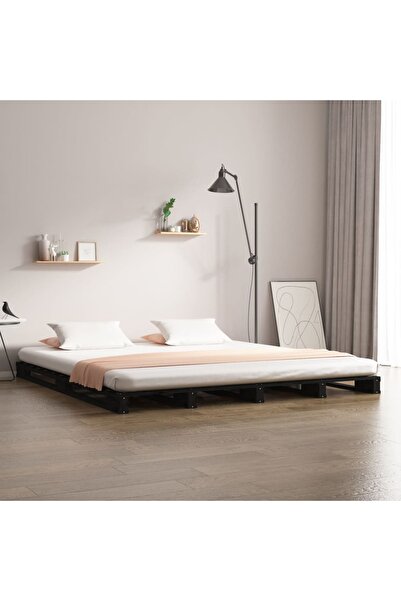 Concept Μικρό σκελετό Διπλό κρεβατιού 4FT, μαύρο, 120x190 cm, μασίφ ξύλο πεύκου