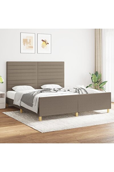 Concept Cadru de pat cu tăblie, gri taupe, 180x200 cm, textil