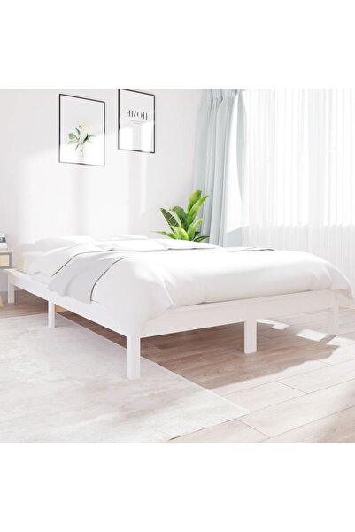 Concept Σκελετός κρεβατιού, λευκό, 140x200 cm, μασίφ ξύλο πεύκου