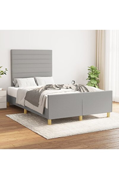 Concept Cadru de pat cu tăblie, gri deschis, 120x200 cm, textil