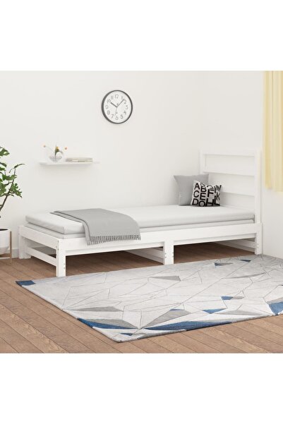 Concept Επεκτεινόμενο ανάκλιντρο, λευκό, 2x(90x200) εκ., μασίφ ξύλο πεύκου