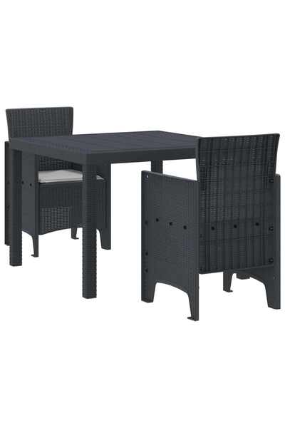 vidaxl Set de masă pentru grădină 3 pcs Antracit Polipropilenă