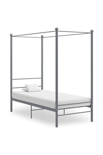 Concept Σκελετός κρεβατιού με ουρανό, γκρι, 90x200 εκ., μεταλλικός
