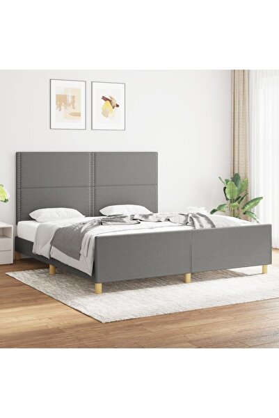 Concept Cadru de pat cu tăblie, gri închis, 180x200 cm, textil