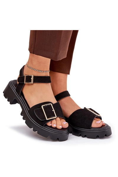 BOTO Suede Sandals Women's With Buckle Black Gofielle 40