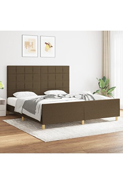 Concept Cadru de pat cu tăblie, maro închis, 180x200 cm, textil