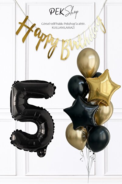 PEKSHOP مجموعة بالونات عيد الميلاد مع بالونات أرقام سوداء ولافتة بتصميم الذهب...