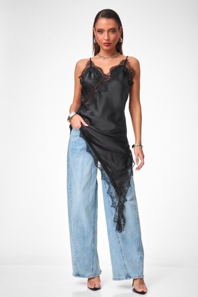 GIA'S WORLD Top tip satin and lace - summer fashion top