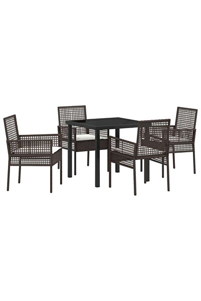 vidaxl Set de masă pentru grădină cu pernă 5 pcs Maro poliratan