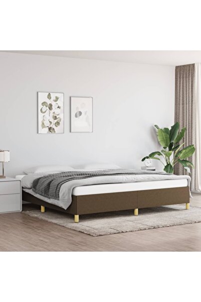 Concept Cadru de pat, maro închis, 200x200 cm, material textil