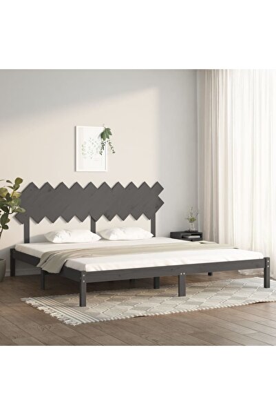 Concept Cadru de pat, gri, 200x200 cm, lemn masiv