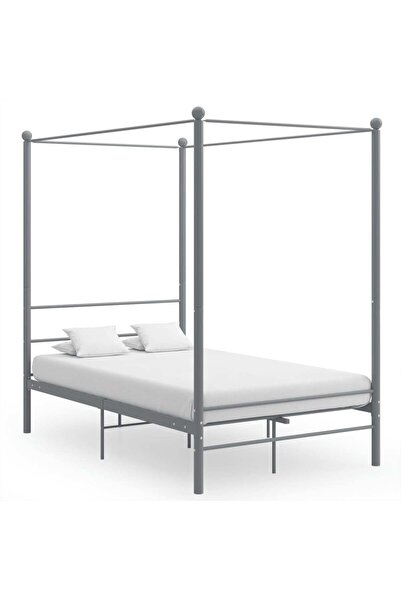 Concept Σκελετός κρεβατιού με ουρανό, γκρι, 140x200 εκ., μεταλλικός