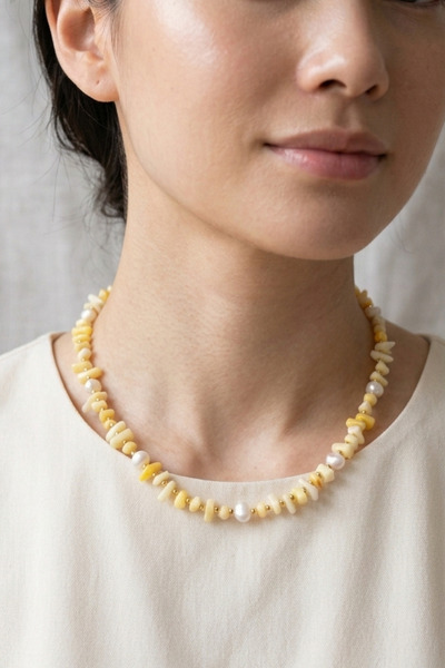 PETEK AKSESUAR Branch Coral Natural Stone Baroque Pearl Necklace