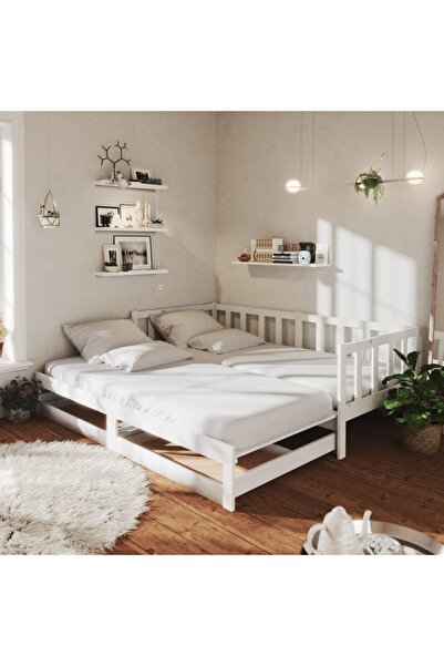 Concept Επεκτεινόμενο ανάκλιντρο, 2x(90x200) εκ., λευκό, μασίφ ξύλο πεύκου