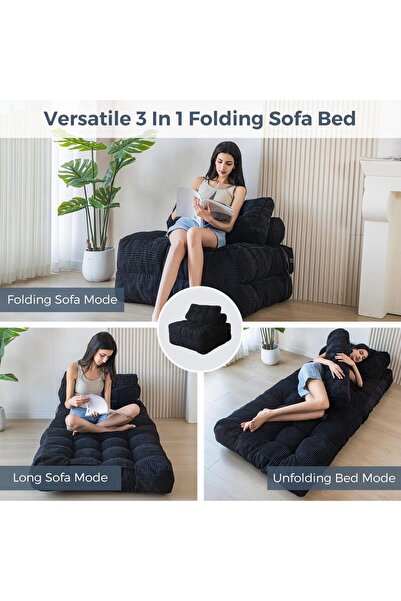 Sumkyle Folding Sofa Bed: Convertible Sleeper Chair with Pillow Foldable Matt...