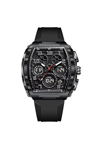 Lige Men's Watch FB0096 – Tonneau Luxury, Dual Display, Waterproof 3BAR, Sili...