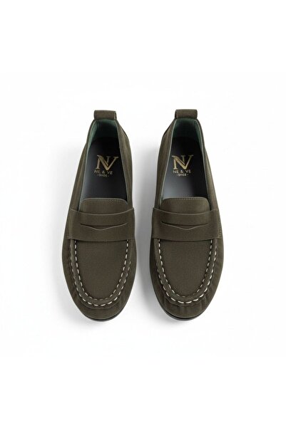 NE&VE SHOES Χακί σουέντ γνήσιο δέρμα χωρίς επένδυση, εύκαμπτο γυναικείο καθημ...