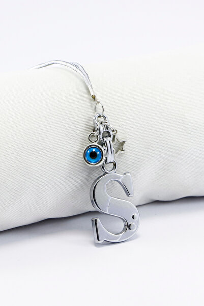 biuti Metal Nazar Boncuğu Yıldız S Harfli Dikiz Ayna Süsü, Elastik İpli Hediy...