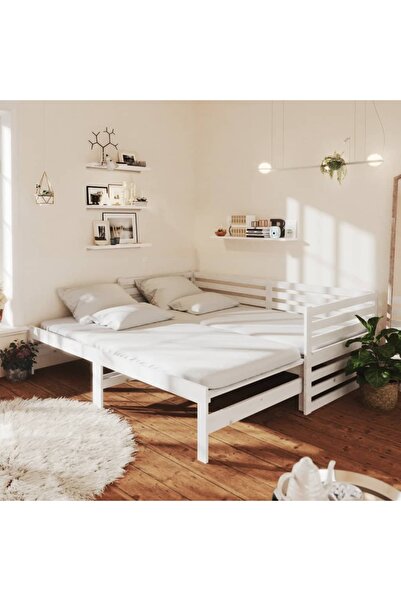 Concept Επεκτεινόμενο ανάκλιντρο, λευκό, 2x(90x200) εκ., μασίφ ξύλο πεύκου