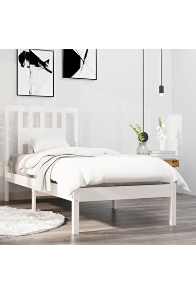 Concept Σκελετός Μονό κρεβατιού 3FT, λευκό, 90x190 cm, μασίφ ξύλο