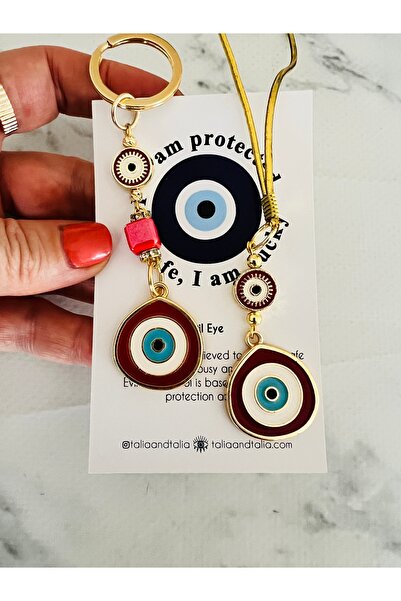 Talia&Talia Nazar Beaded Keychain & Car Rear View Mirror Ornament Set - Gift Set