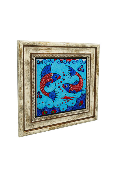 Sadrazam Fish Tile Motif Printed Natural Stone Painting 25X251G-Tilefish1