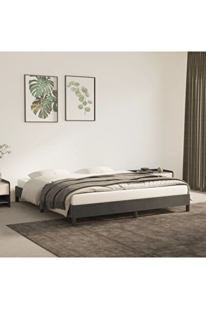 Concept Cadru de pat, gri închis, 160 x 200 cm, catifea