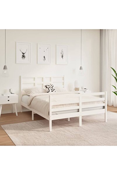 Concept Σκελετός κρεβατιού, λευκό, 140x190 cm, μασίφ ξύλο