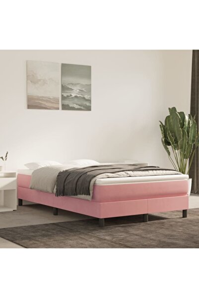 Concept Cadru de pat box spring, roz, 120x200 cm, catifea