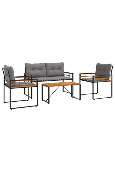 vidaxl Set de Mobilier pentru Exterior cu pernă 4 pcs Gri deschis