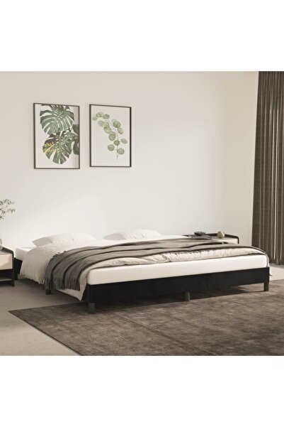 Concept Cadru de pat, negru, 200x200 cm, catifea