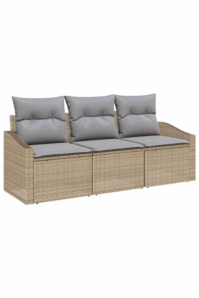 vidaxl Set de canapea cu pernă 3 pcs Bej poliratan