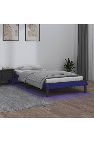Concept Μονό κρεβάτι Μονό cm, σκελετός 90x190 cm, με LED, γκρι