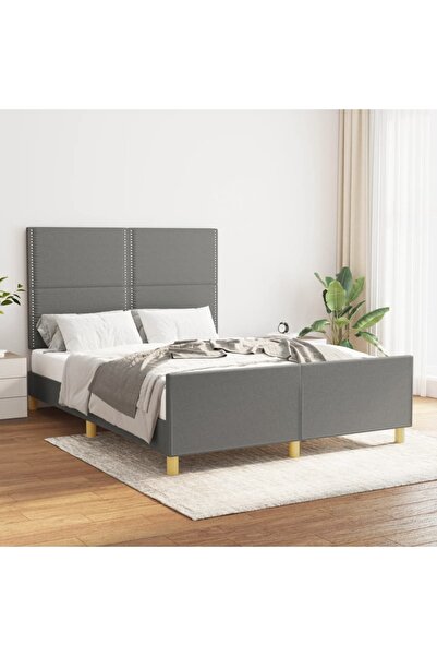 Concept Cadru de pat cu tăblie, gri închis, 140x190 cm, textil