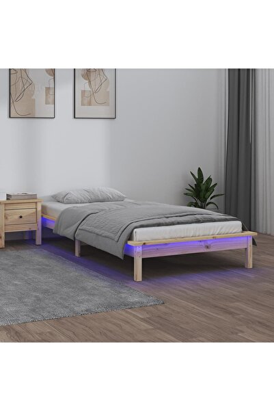 Concept Σκελετός κρεβατιού με LED, 90x200 cm, μασίφ ξύλο