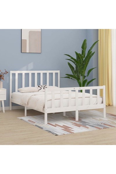 Concept Cadru pat, alb, 140x190 cm, lemn masiv